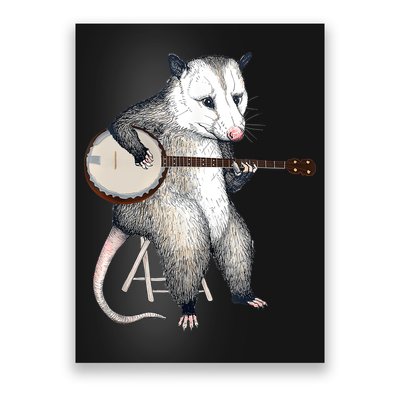 Opossum Playing Banjo Guitar Possum Live Weird Trash Kitty Poster