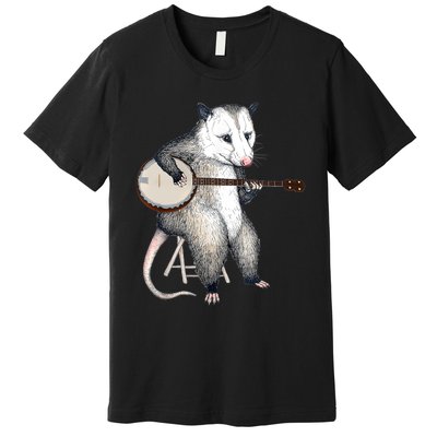 Opossum Playing Banjo Guitar Possum Live Weird Trash Kitty Premium T-Shirt