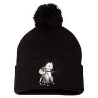 Opossum Playing Banjo Guitar Possum Live Weird Trash Kitty Pom Pom 12in Knit Beanie