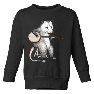 Opossum Playing Banjo Guitar Possum Live Weird Trash Kitty Toddler Sweatshirt