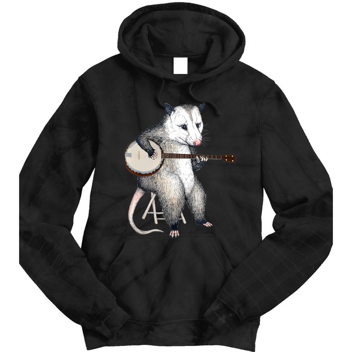 Opossum Playing Banjo Guitar Possum Live Weird Trash Kitty Tie Dye Hoodie