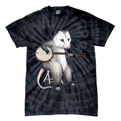 Opossum Playing Banjo Guitar Possum Live Weird Trash Kitty Tie-Dye T-Shirt