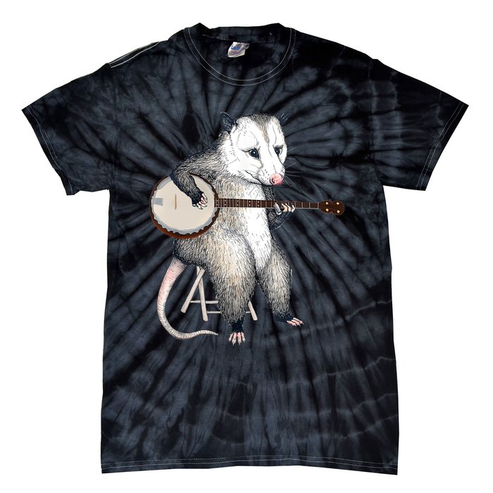 Opossum Playing Banjo Guitar Possum Live Weird Trash Kitty Tie-Dye T-Shirt