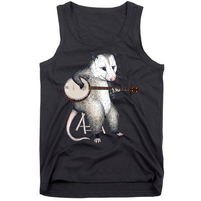 Opossum Playing Banjo Guitar Possum Live Weird Trash Kitty Tank Top