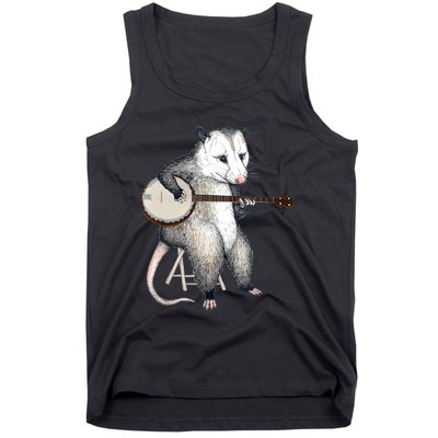 Opossum Playing Banjo Guitar Possum Live Weird Trash Kitty Tank Top