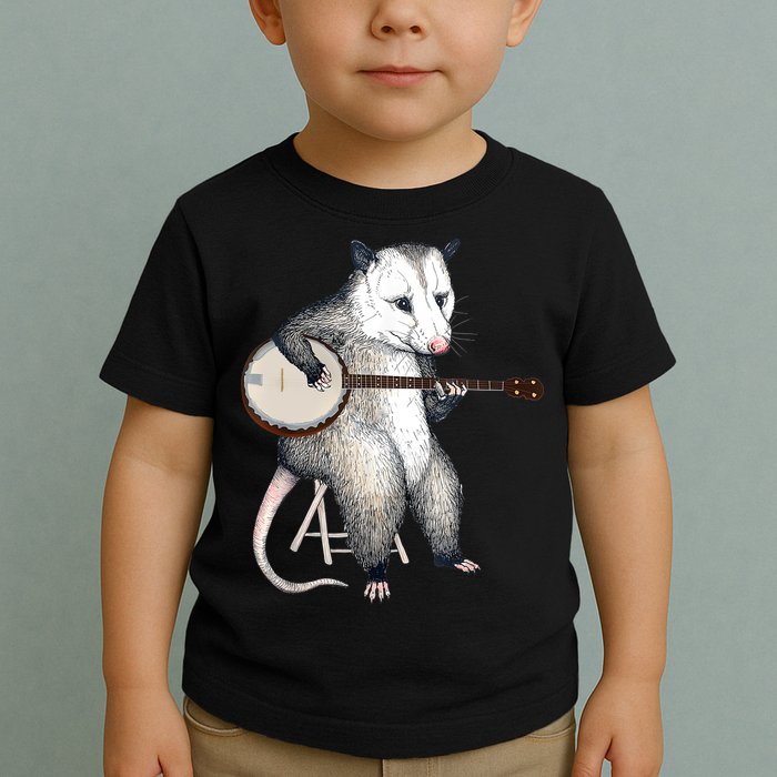 Opossum Playing Banjo Guitar Possum Live Weird Trash Kitty Toddler T-Shirt