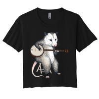 Opossum Playing Banjo Guitar Possum Live Weird Trash Kitty Crop Top