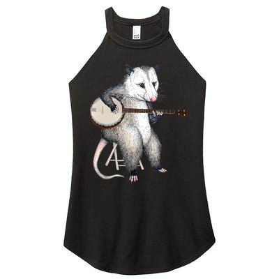 Opossum Playing Banjo Guitar Possum Live Weird Trash Kitty Women's Perfect Tri Rocker Tank