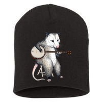 Opossum Playing Banjo Guitar Possum Live Weird Trash Kitty Short Acrylic Beanie
