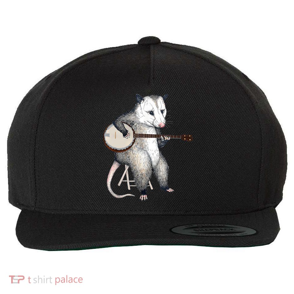 Opossum Playing Banjo Guitar Possum Live Weird Trash Kitty Wool Snapback Cap