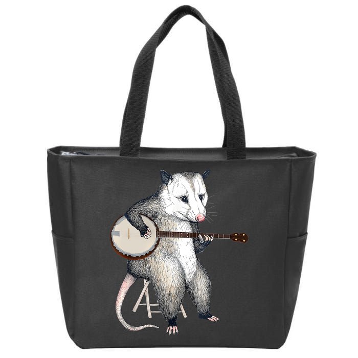 Opossum Playing Banjo Guitar Possum Live Weird Trash Kitty Zip Tote Bag
