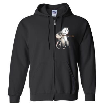 Opossum Playing Banjo Guitar Possum Live Weird Trash Kitty Full Zip Hoodie