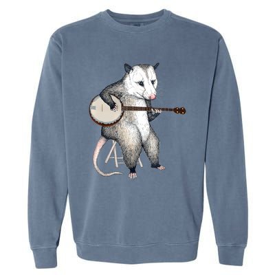 Opossum Playing Banjo Guitar Possum Live Weird Trash Kitty Garment-Dyed Sweatshirt