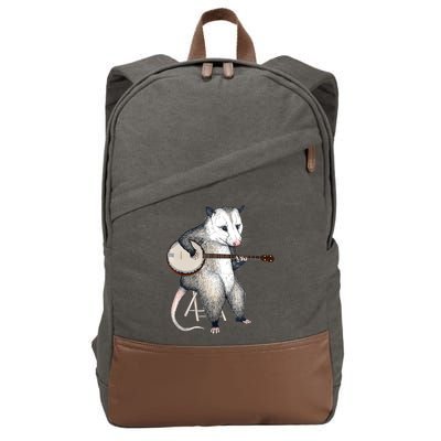 Opossum Playing Banjo Guitar Possum Live Weird Trash Kitty Cotton Canvas Backpack