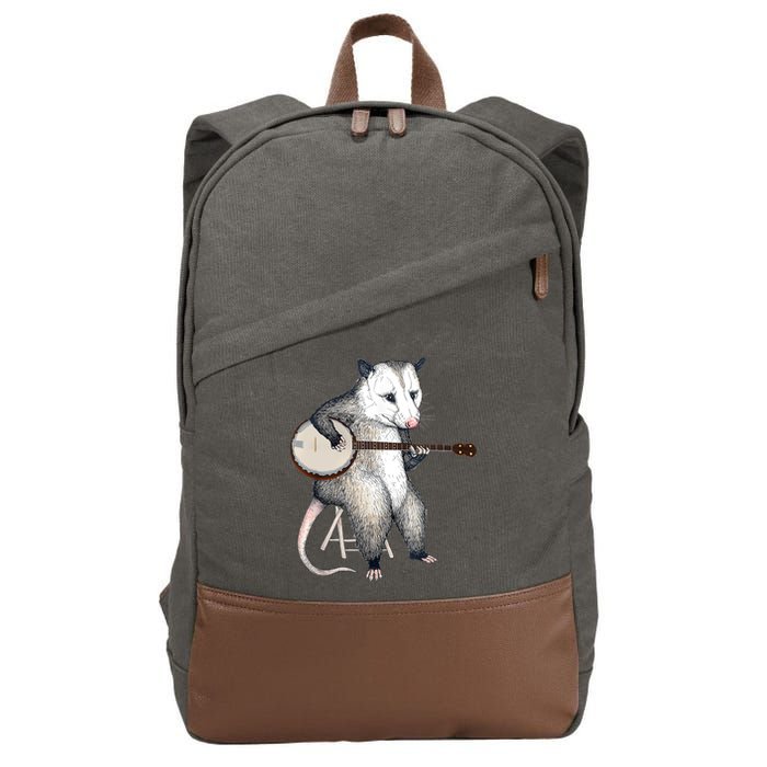 Opossum Playing Banjo Guitar Possum Live Weird Trash Kitty Cotton Canvas Backpack