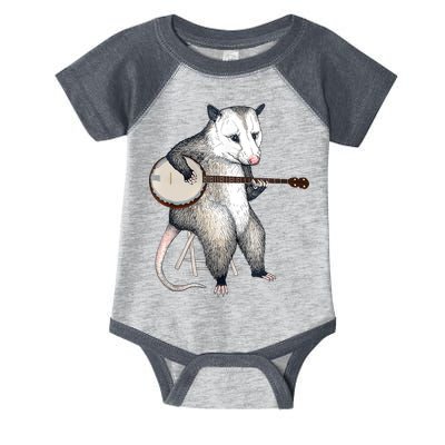Opossum Playing Banjo Guitar Possum Live Weird Trash Kitty Infant Baby Jersey Bodysuit