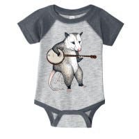 Opossum Playing Banjo Guitar Possum Live Weird Trash Kitty Infant Baby Jersey Bodysuit