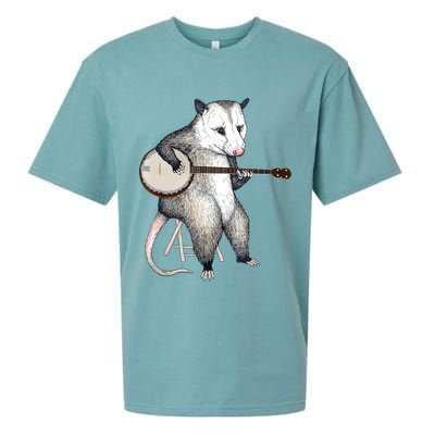Opossum Playing Banjo Guitar Possum Live Weird Trash Kitty Sueded Cloud Jersey T-Shirt