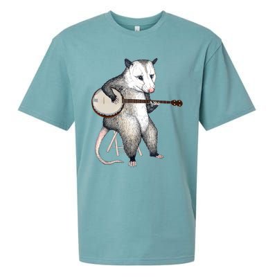 Opossum Playing Banjo Guitar Possum Live Weird Trash Kitty Sueded Cloud Jersey T-Shirt