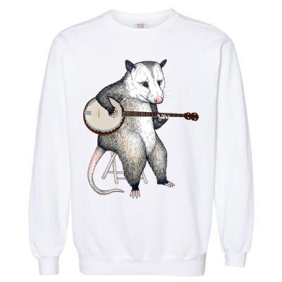 Opossum Playing Banjo Guitar Possum Live Weird Trash Kitty Garment-Dyed Sweatshirt