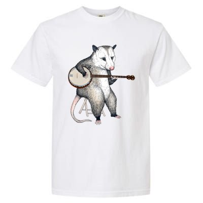 Opossum Playing Banjo Guitar Possum Live Weird Trash Kitty Garment-Dyed Heavyweight T-Shirt