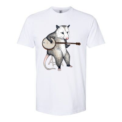 Opossum Playing Banjo Guitar Possum Live Weird Trash Kitty Softstyle CVC T-Shirt