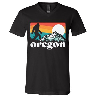 Oregon Pride Bigfoot Mountains V-Neck T-Shirt