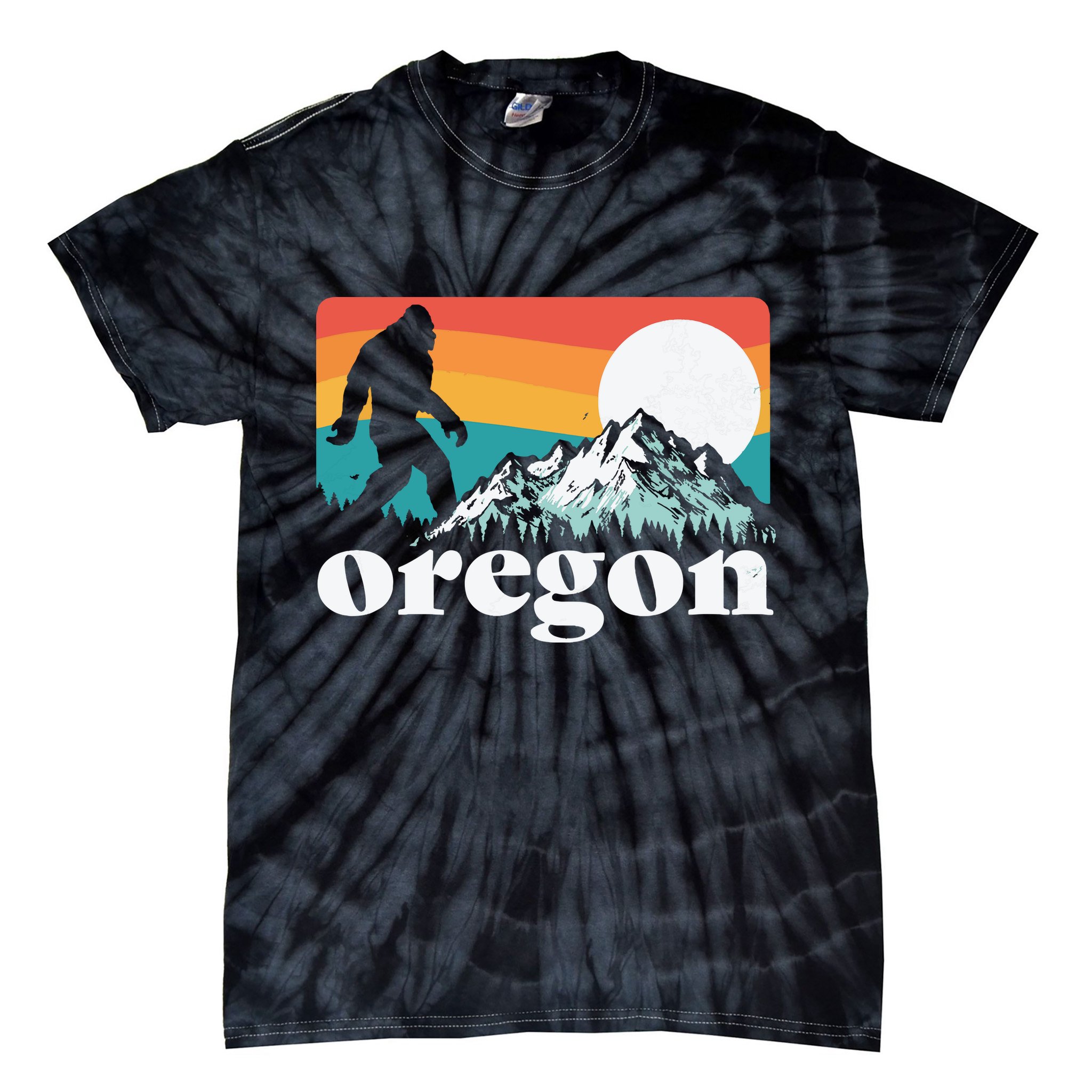 Oregon Pride Bigfoot Mountains Tie-Dye T-Shirt