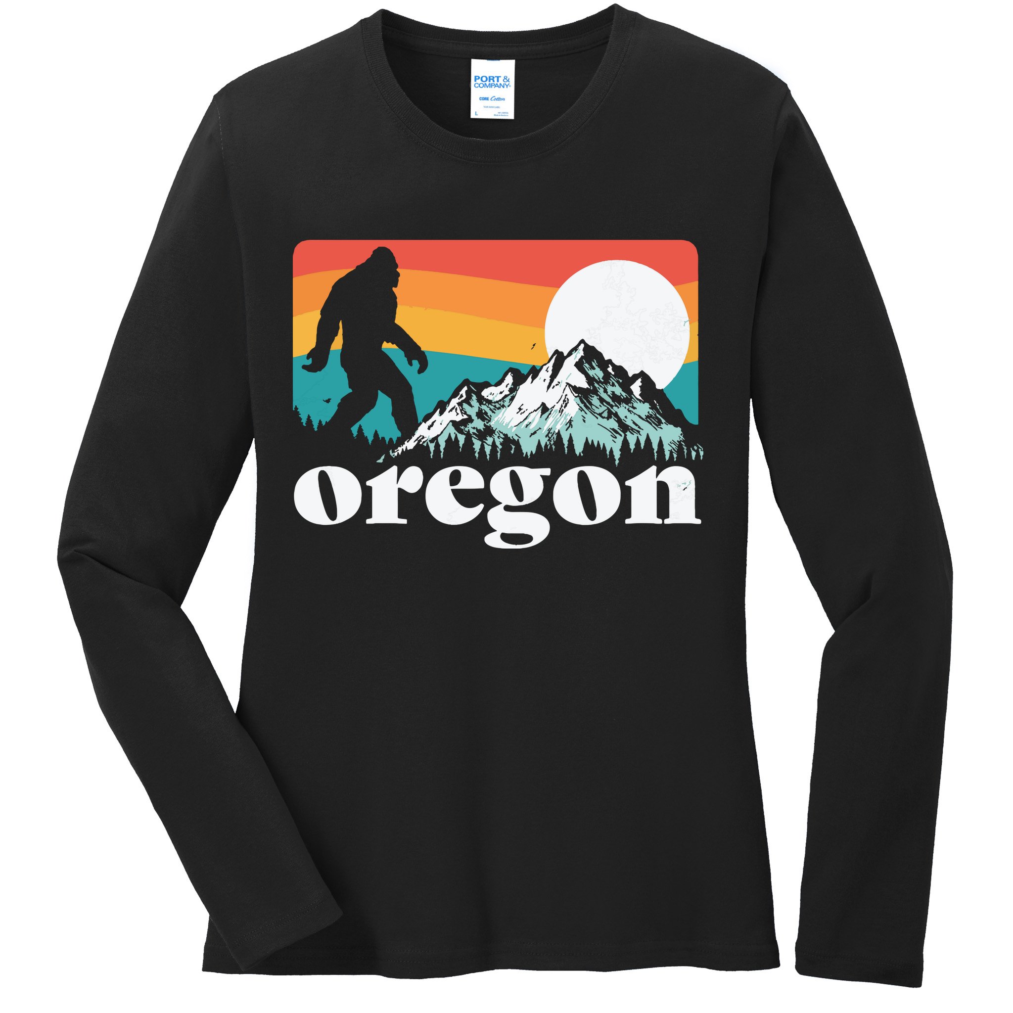 Oregon Pride Bigfoot Mountains Ladies Long Sleeve Shirt