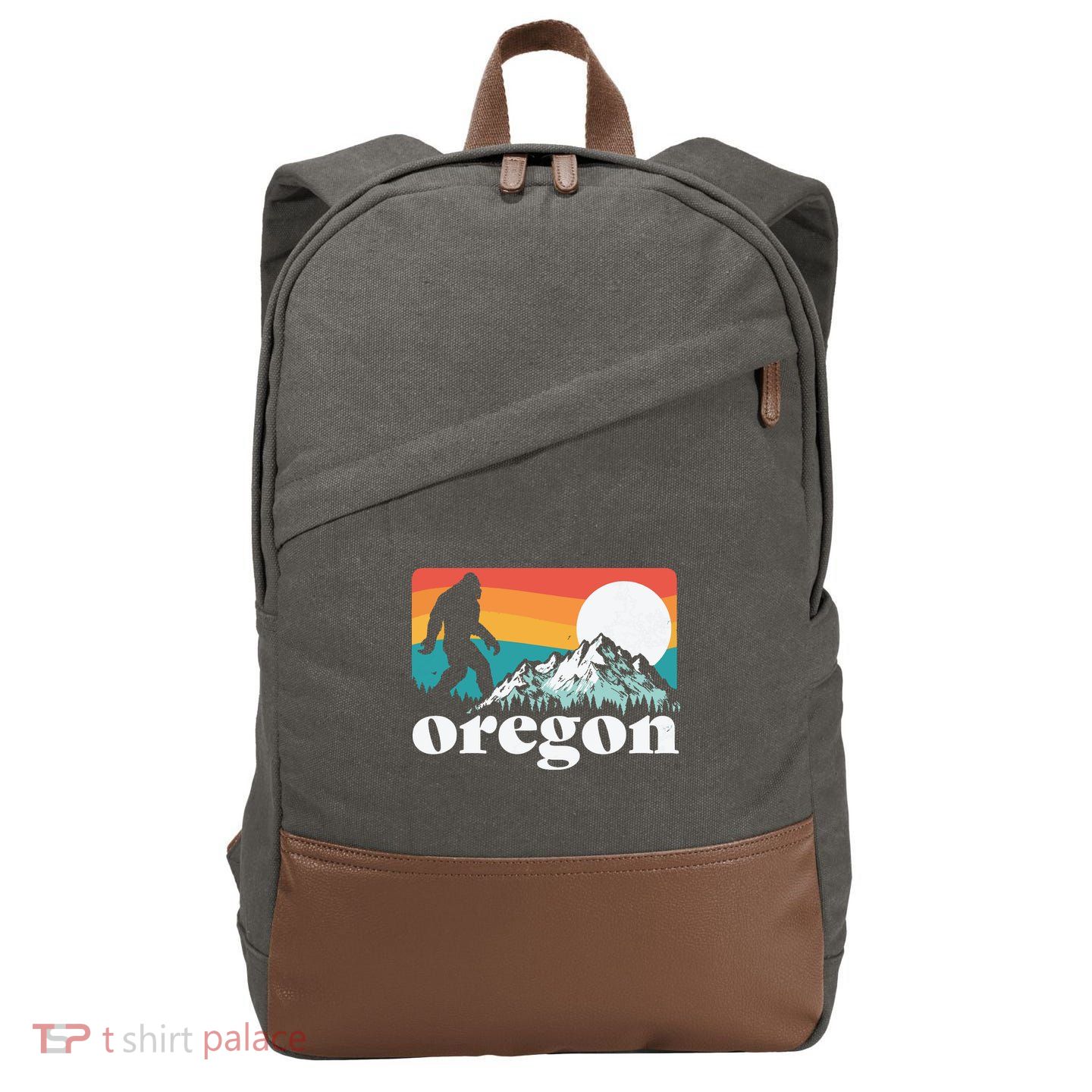 Oregon Pride Bigfoot Mountains Cotton Canvas Backpack