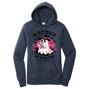 October Pin.K Breast Cancer Awareness Halloween Ghost Ribbon Women's Pullover Hoodie