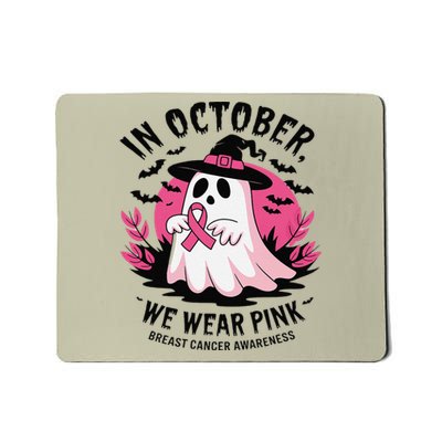 October Pin.K Breast Cancer Awareness Halloween Ghost Ribbon Mousepad