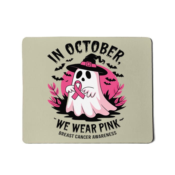 October Pin.K Breast Cancer Awareness Halloween Ghost Ribbon Mousepad