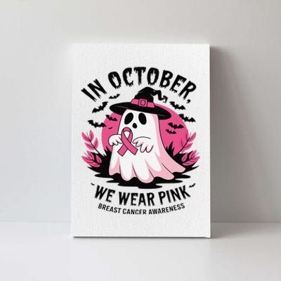 October Pin.K Breast Cancer Awareness Halloween Ghost Ribbon Canvas