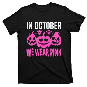 October Pink Breast Cancer Awareness Pumpkin Halloween T-Shirt