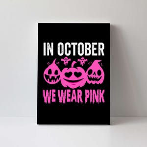 October Pink Breast Cancer Awareness Pumpkin Halloween Canvas