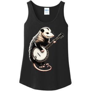 Opossum Playing Banjo Guitar Funny Possums Ladies Essential Tank