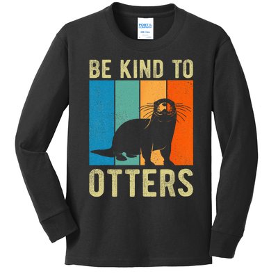 Otter Pun Be Kind to Otters Be Kind to Others Kids Long Sleeve Shirt