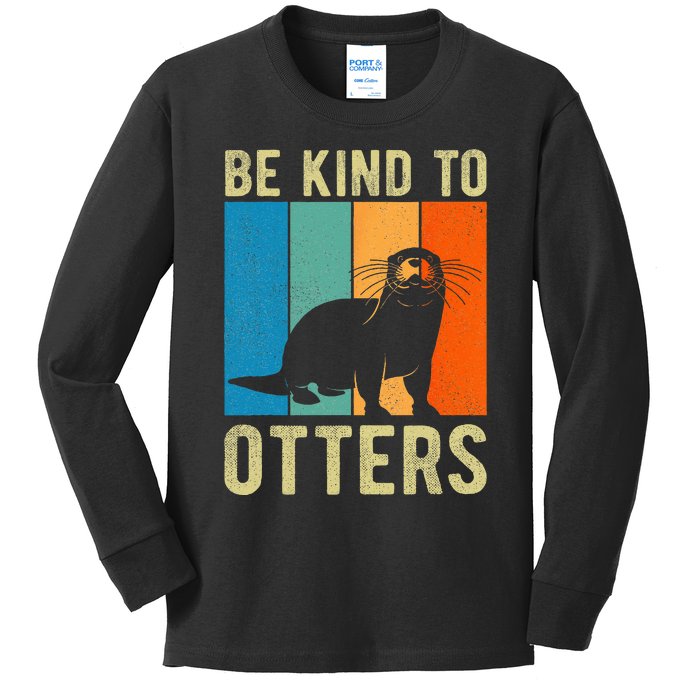 Otter Pun Be Kind to Otters Be Kind to Others Kids Long Sleeve Shirt