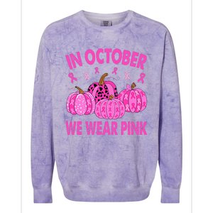 October Pink Breast Cancer Awareness Pumpkin Decor Colorblast Crewneck Sweatshirt