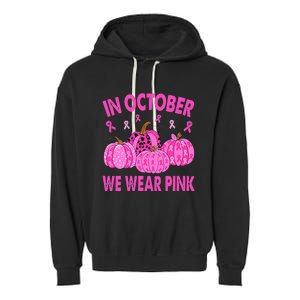 October Pink Breast Cancer Awareness Pumpkin Decor Garment-Dyed Fleece Hoodie