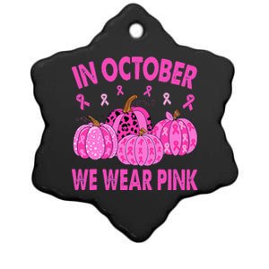 October Pink Breast Cancer Awareness Pumpkin Decor Ceramic Star Ornament