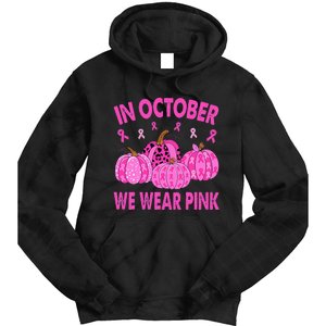 October Pink Breast Cancer Awareness Pumpkin Decor Tie Dye Hoodie