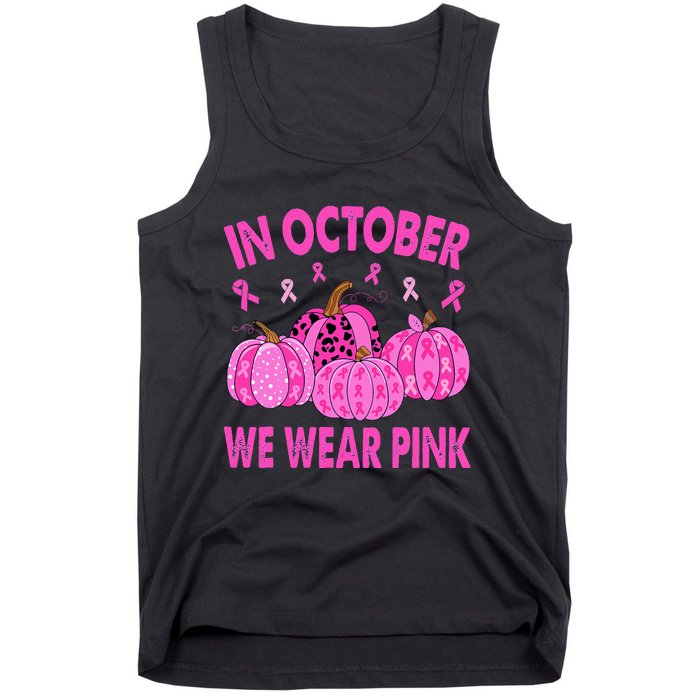 October Pink Breast Cancer Awareness Pumpkin Decor Tank Top