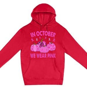 October Pink Breast Cancer Awareness Pumpkin Decor Premium Pullover Hoodie