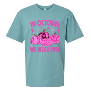 October Pink Breast Cancer Awareness Pumpkin Decor Sueded Cloud Jersey T-Shirt