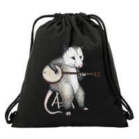 Opossum Playing Banjo Guitar Possum Live Weird Trash Kitty Drawstring Bag