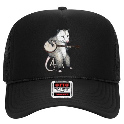 Opossum Playing Banjo Guitar Possum Live Weird Trash Kitty Trucker Hat