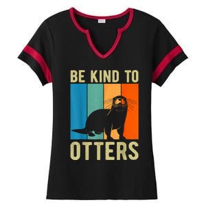 Otter Pun Be Kind To Otters Be Kind To Others Ladies Halftime Notch Neck Tee