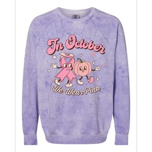 October Pink Breast Cancer Awareness Pumpkin Colorblast Crewneck Sweatshirt